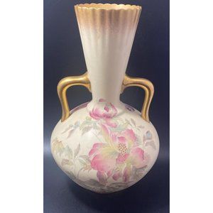 Vintage Early Adderley Two Handled Floral Vase Gold Gilt Made In England